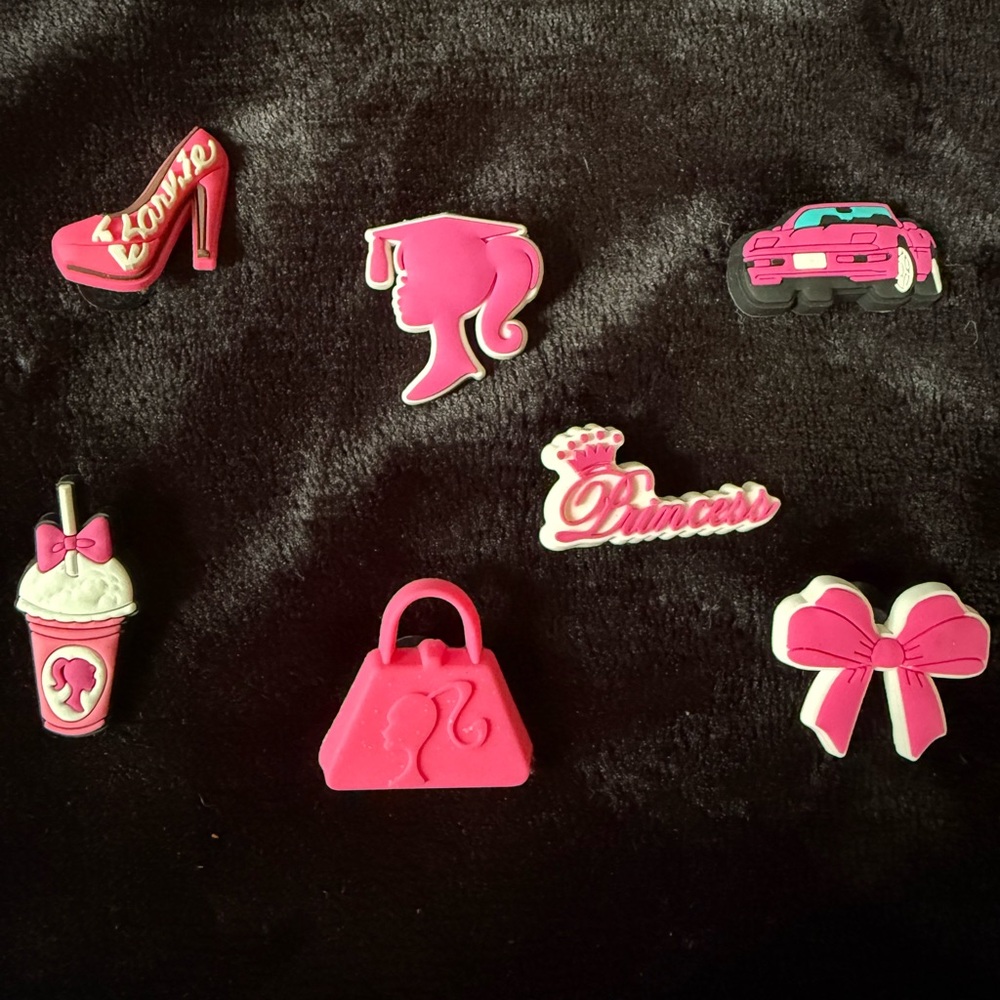 Set of new pink Barbie crock charms